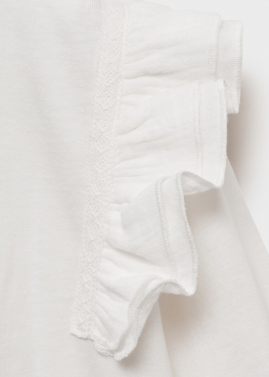 100% cotton t-shirt with ruffles - Off White