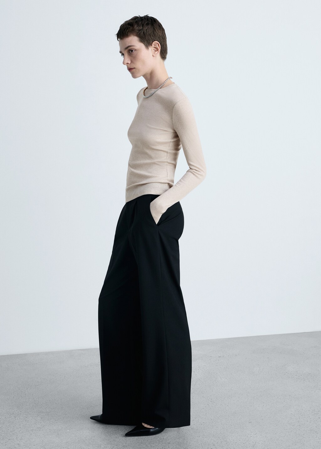 Lurex knitted t-shirt - Black