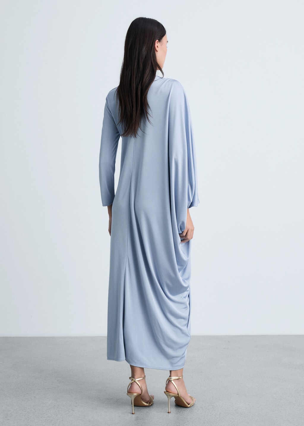 Asymmetric draped gown - Sky Blue