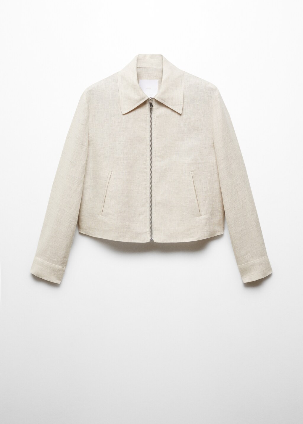 100% linen jacket with zip - Light/Pastel Grey