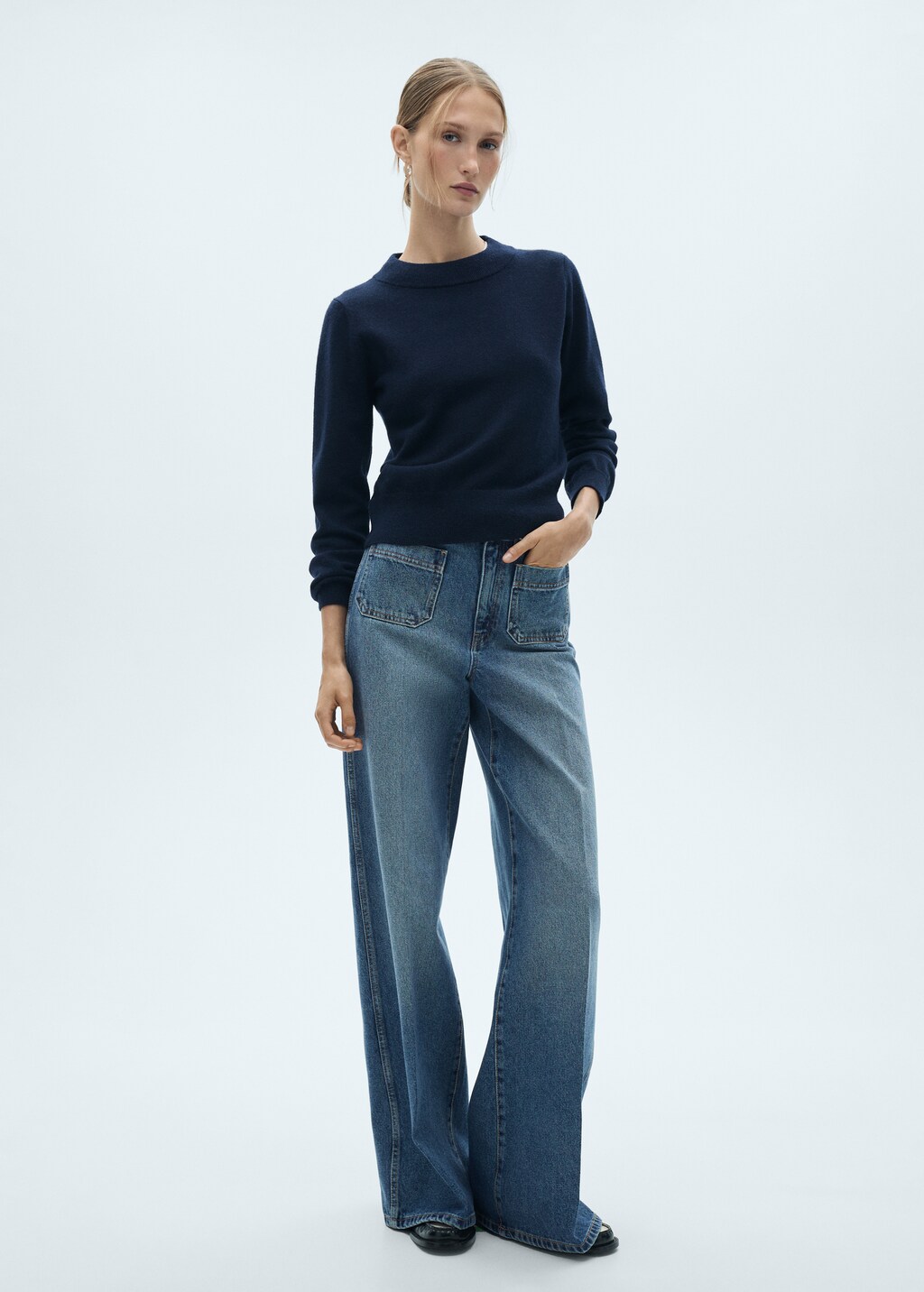 Wideleg jeans with pockets - Dark Blue