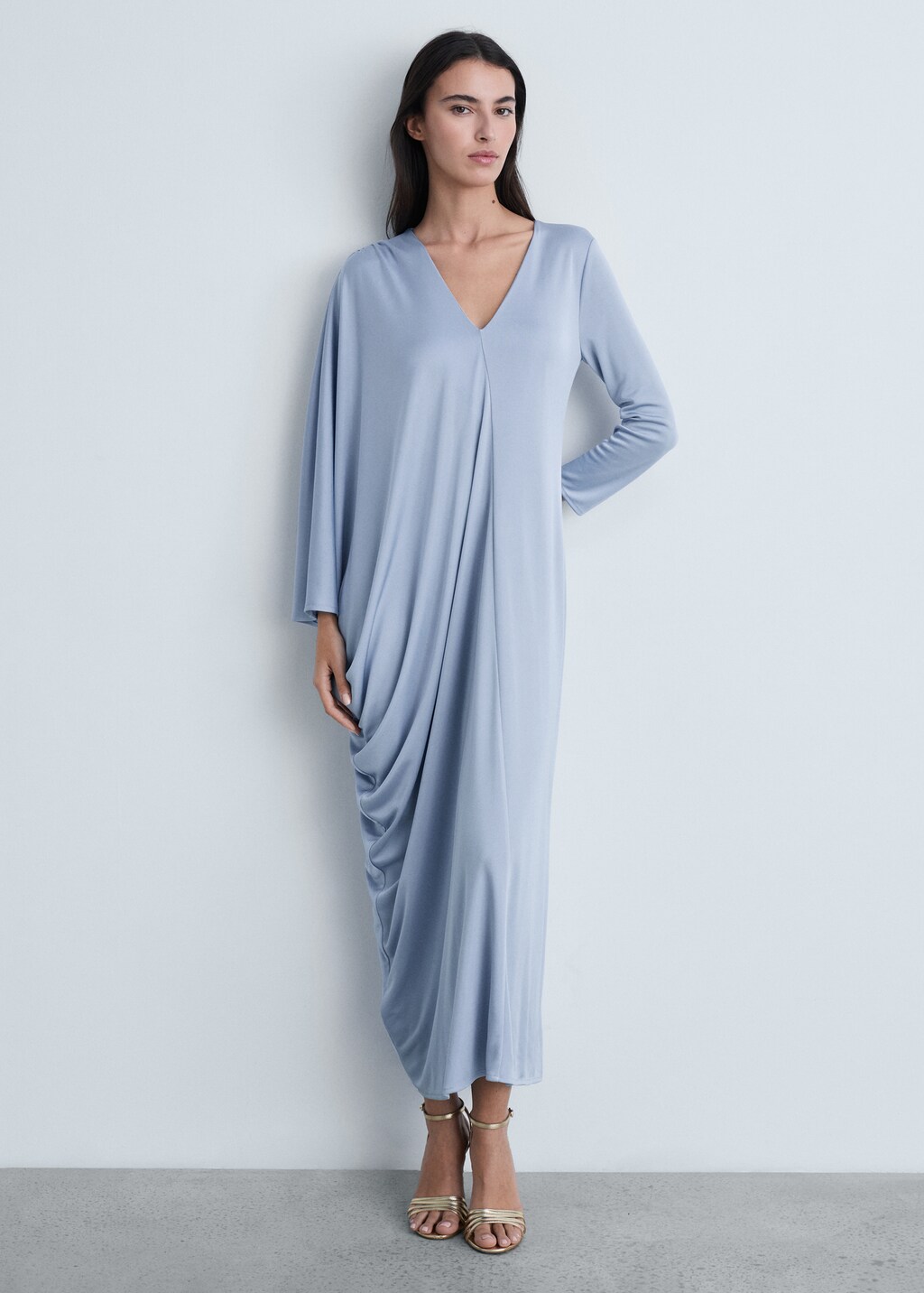 Asymmetric draped gown - Sky Blue