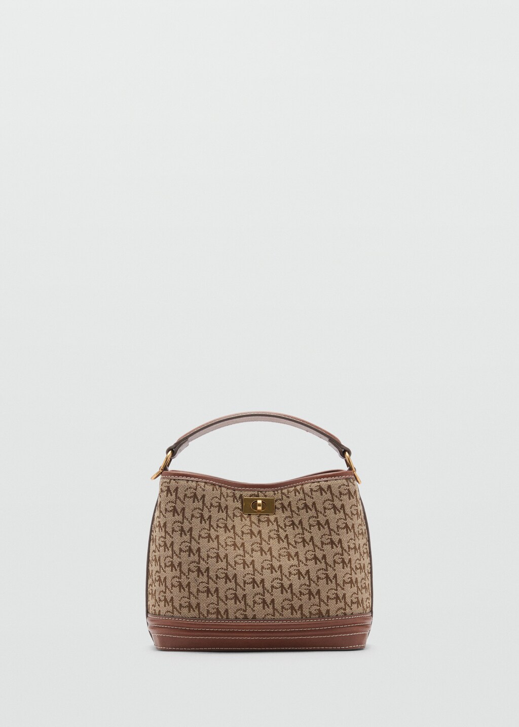 Mini shopper bag with printed logo - Brown