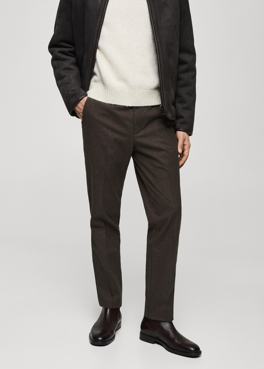 Regular-fit flannel trousers - Light Heather Grey