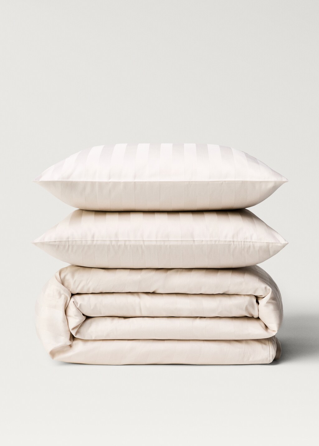 Multi-stripe satin duvet cover bed 180cm - Beige