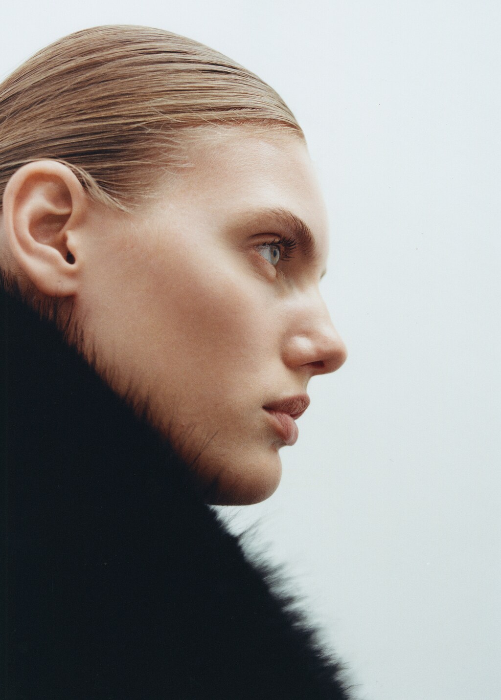 Butter wool coat with detachable collar - Light/Pastel Grey