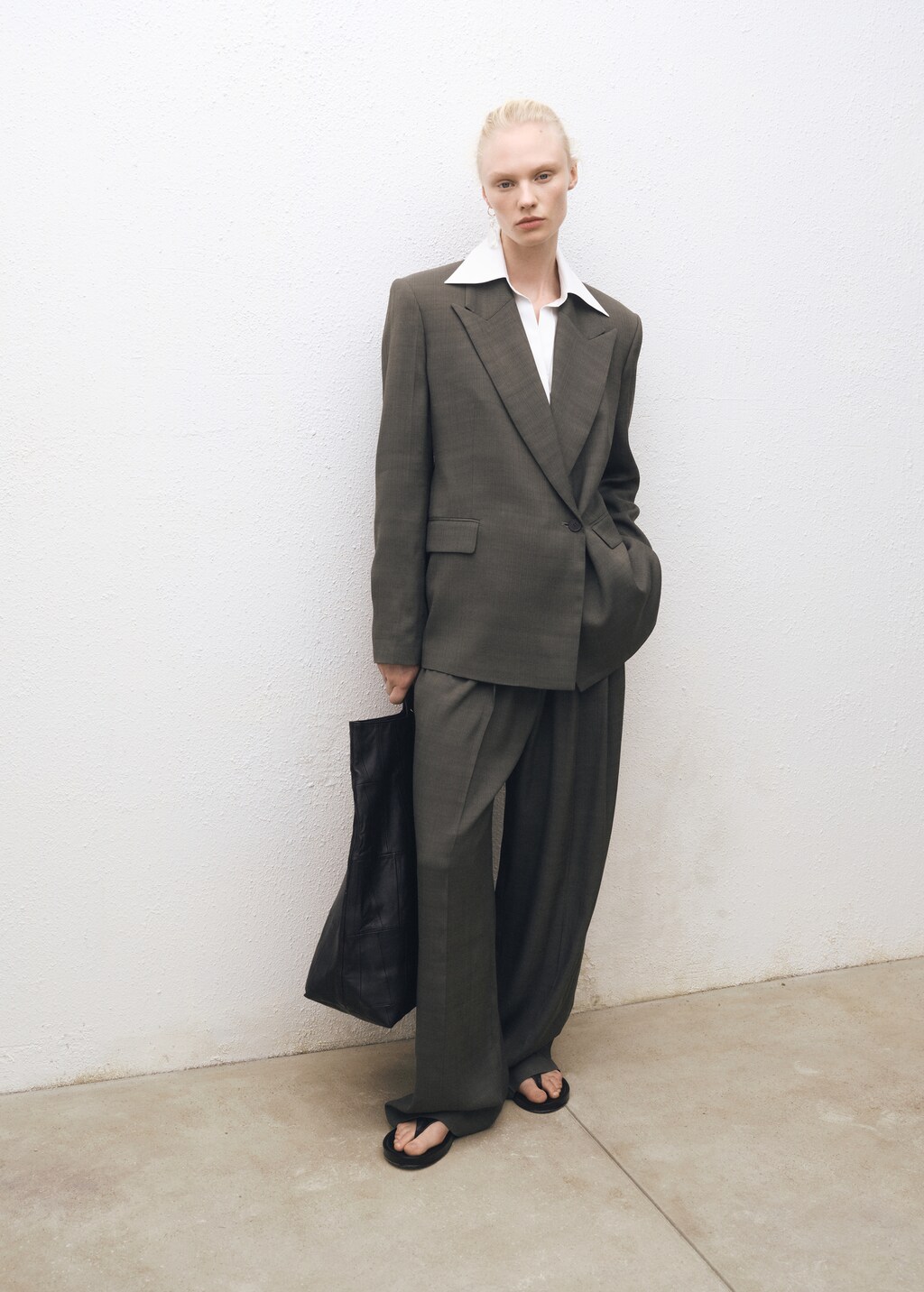 Oversized double-breasted suit jacket - Khaki