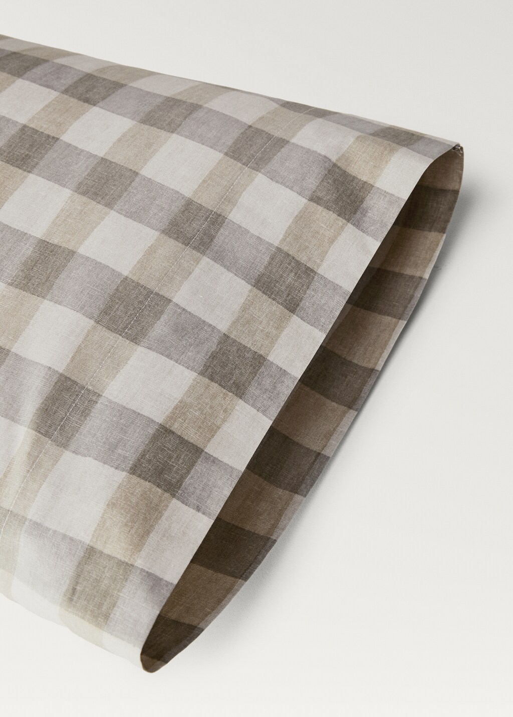 Cotton percale check pillowcase, 45x110 cm - Medium Brown