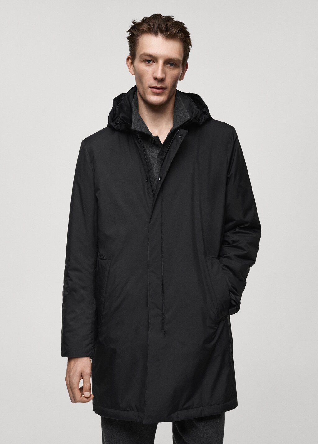 Water-repellent quilted parka - Black