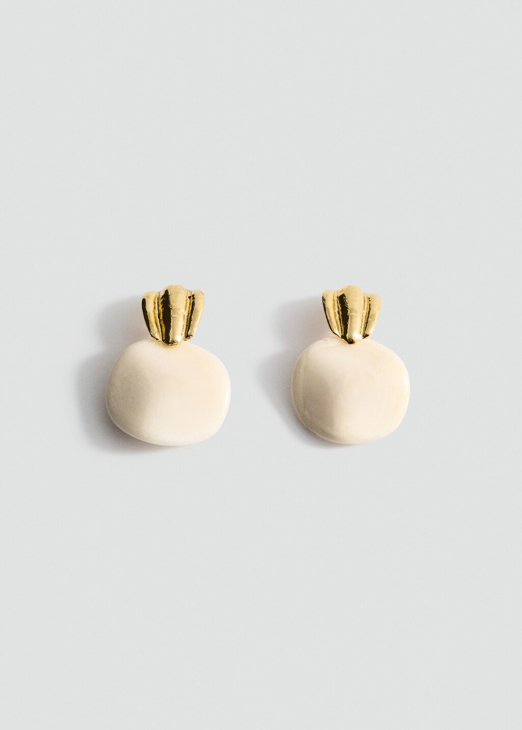 Combined-relief earrings - Beige