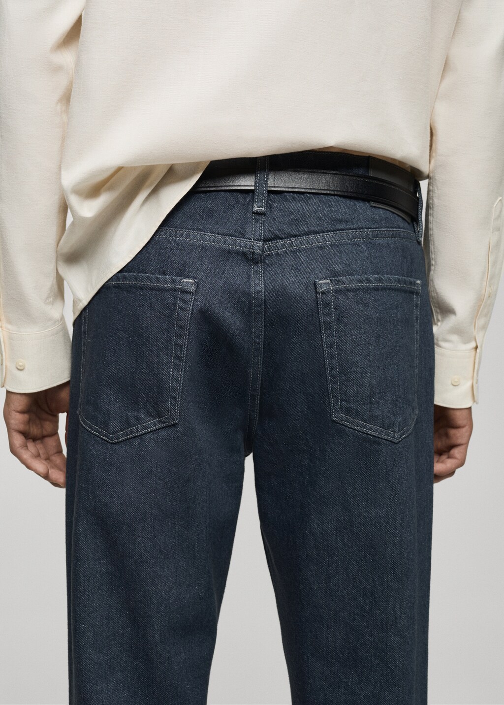 Regular-fit jeans with distressed effect - Petrol Blue