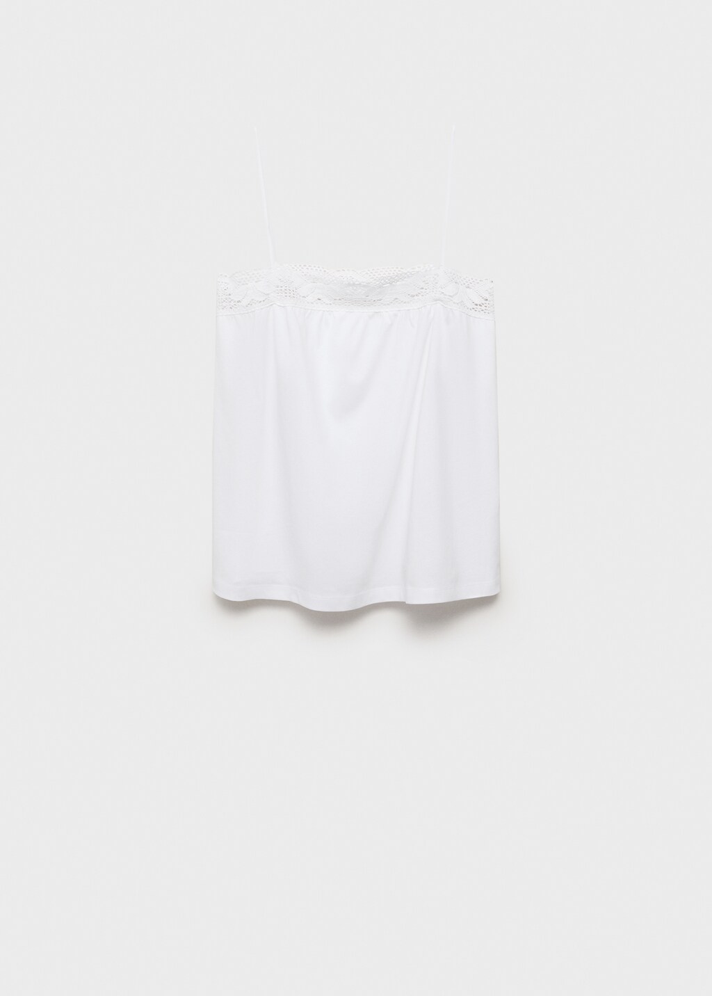 Cotton top with lace detail - White