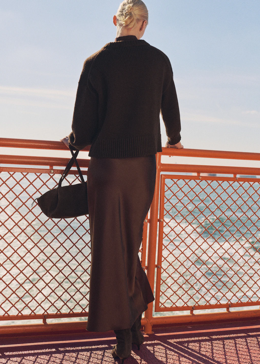 Midi satin skirt - Burgundy