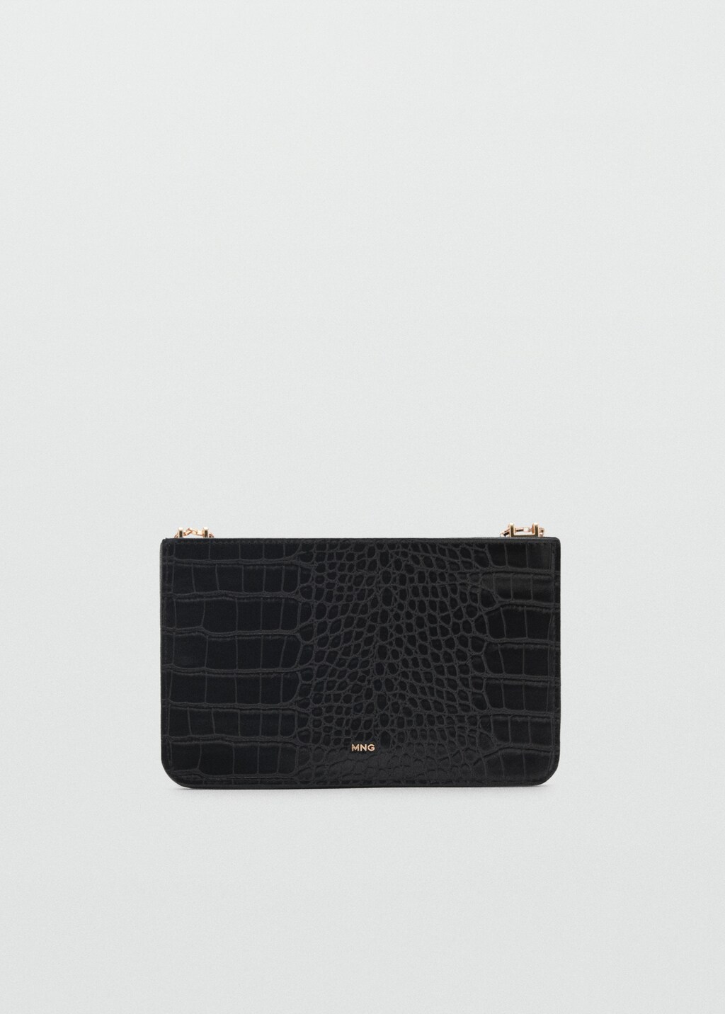 Croc-effect cardholder with chain - Black