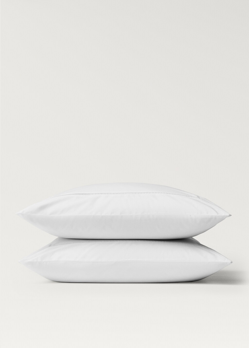 Cotton percale pillowcase with hemstitch 60x60 cm - White