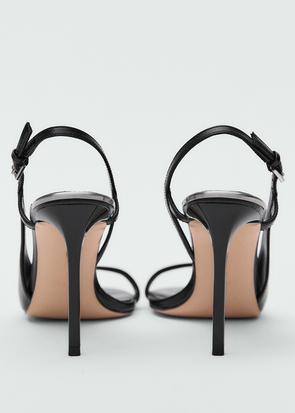 Leather sandals with asymmetrical heel - Black