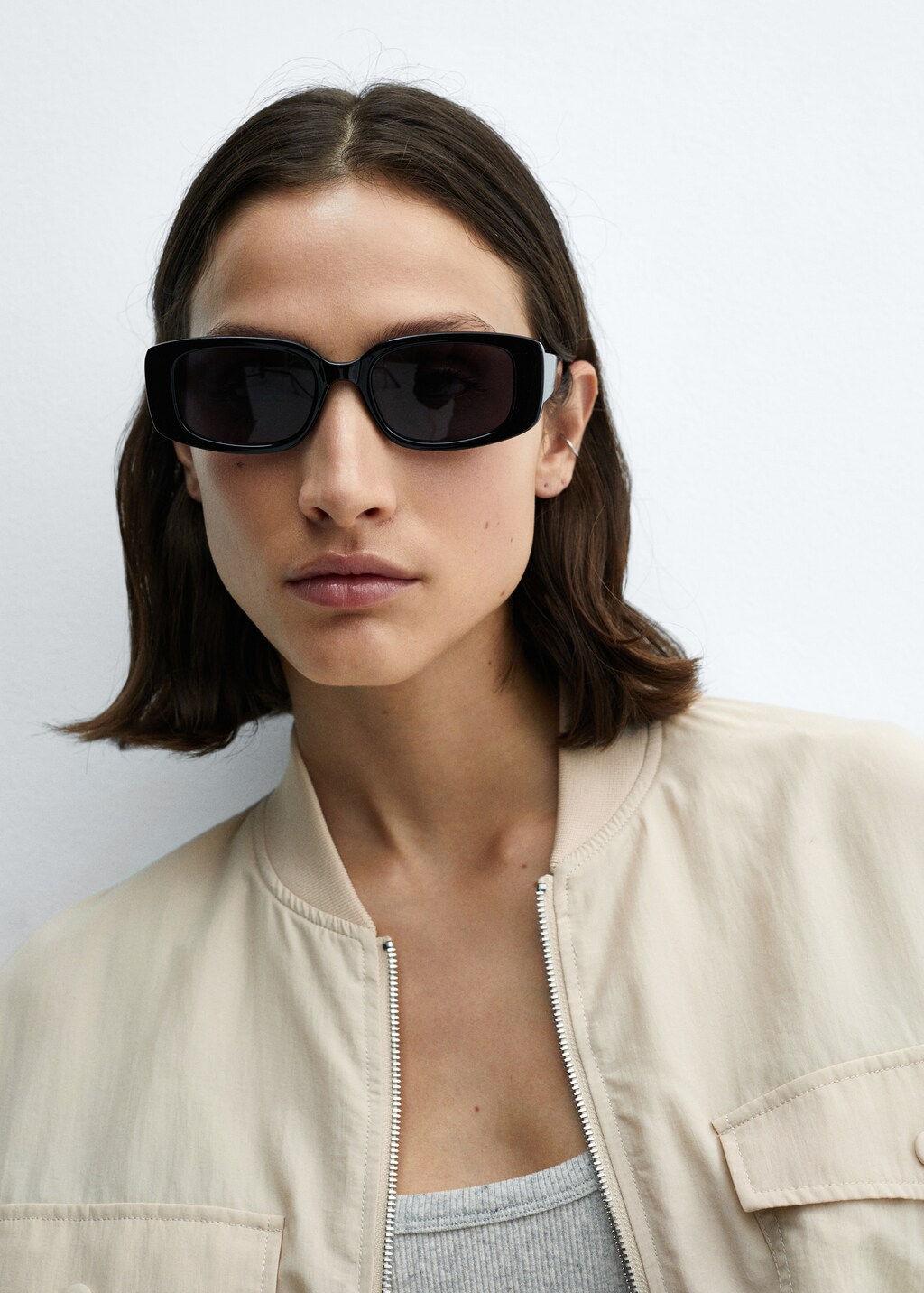 Bomber jacket with pocket - Ecru