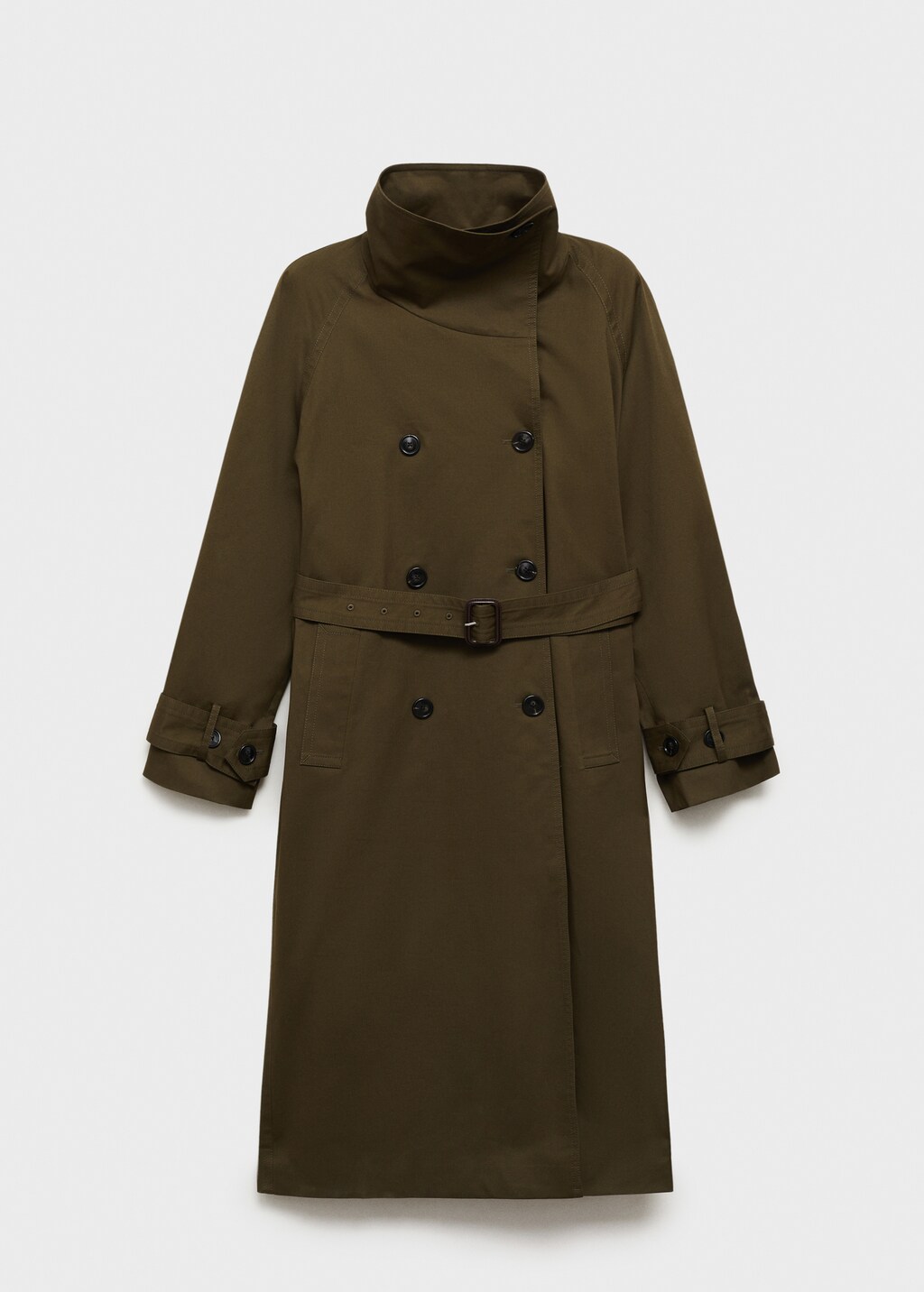 Long double-breasted trench coat - Khaki