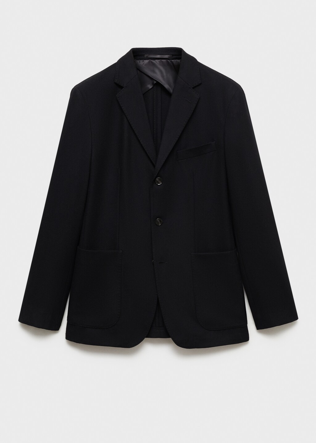 Recycled wool slim-fit jacket - Black