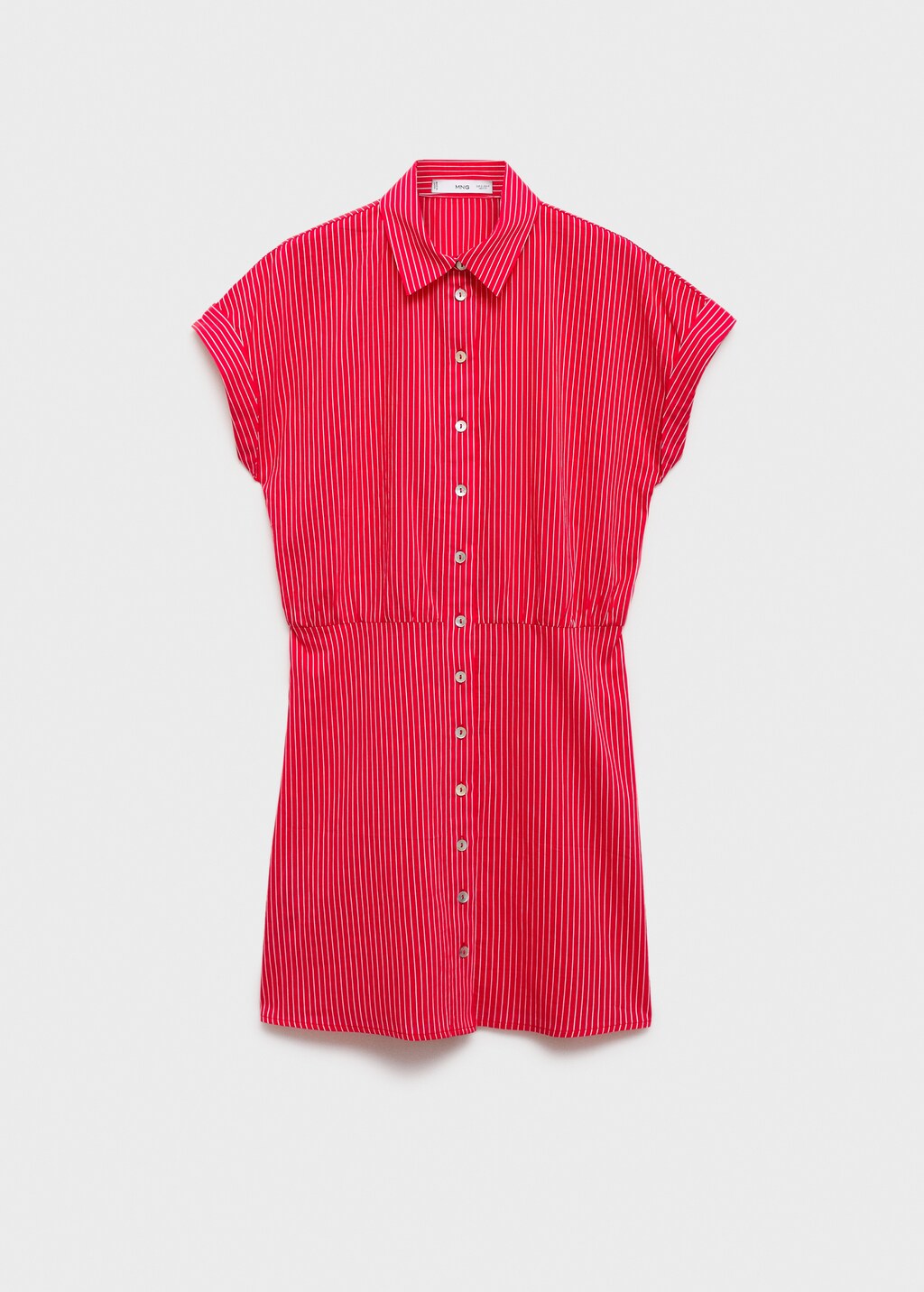 Striped cotton shirt dress - Red