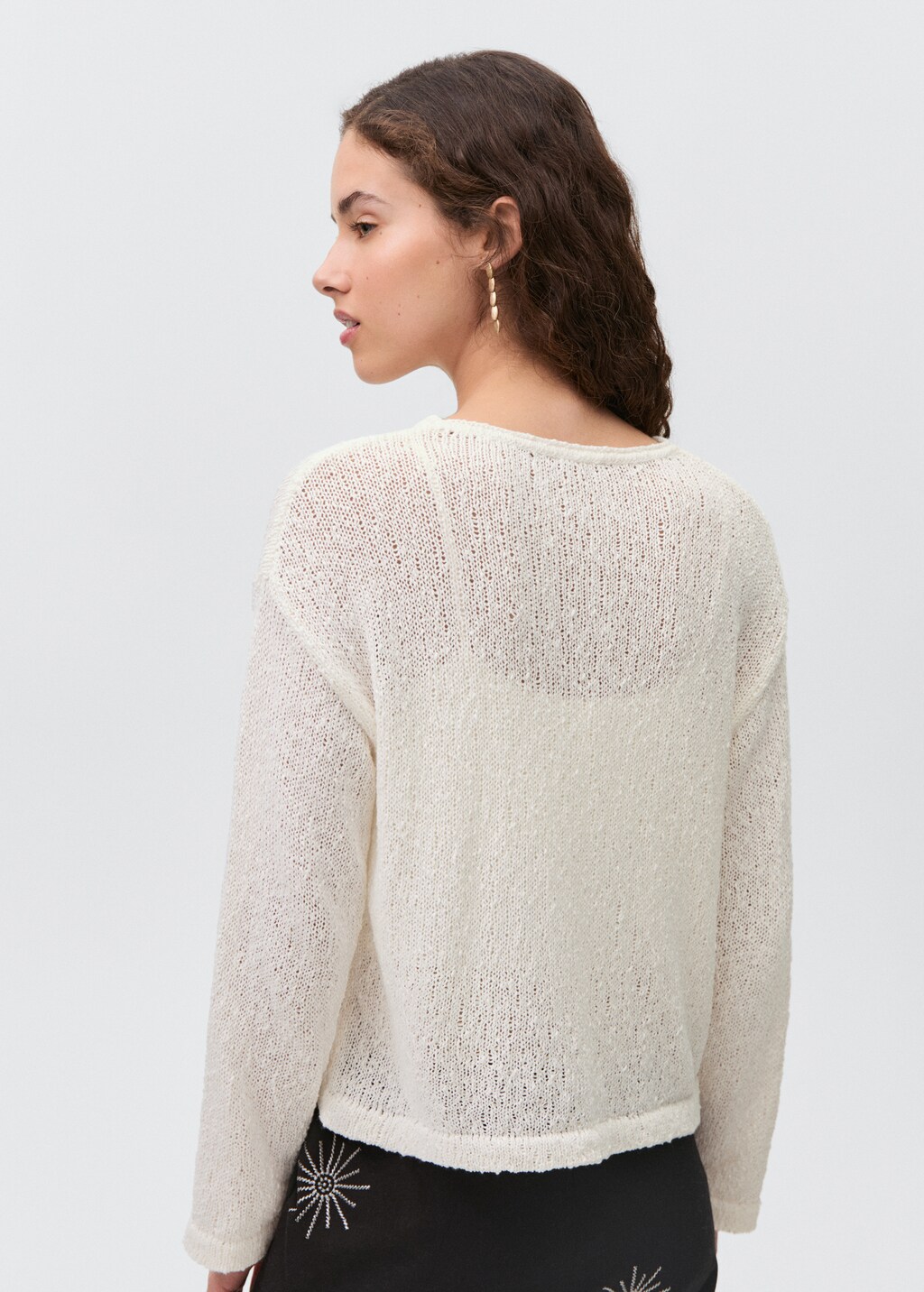 Textured knit sweater - Off White