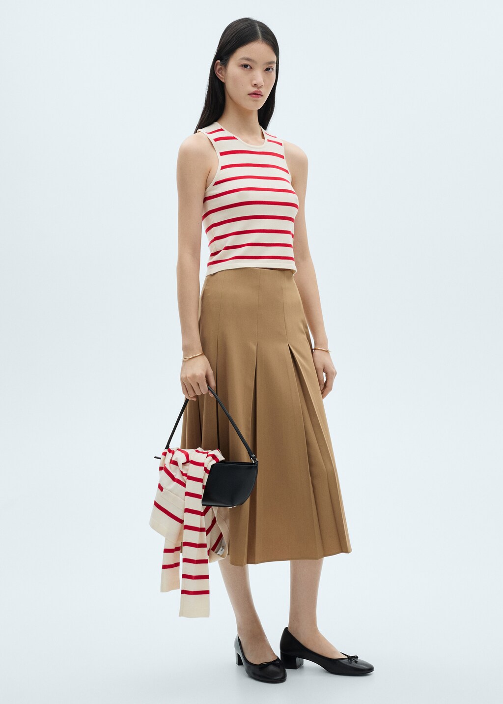 Striped knitted crop top - Black