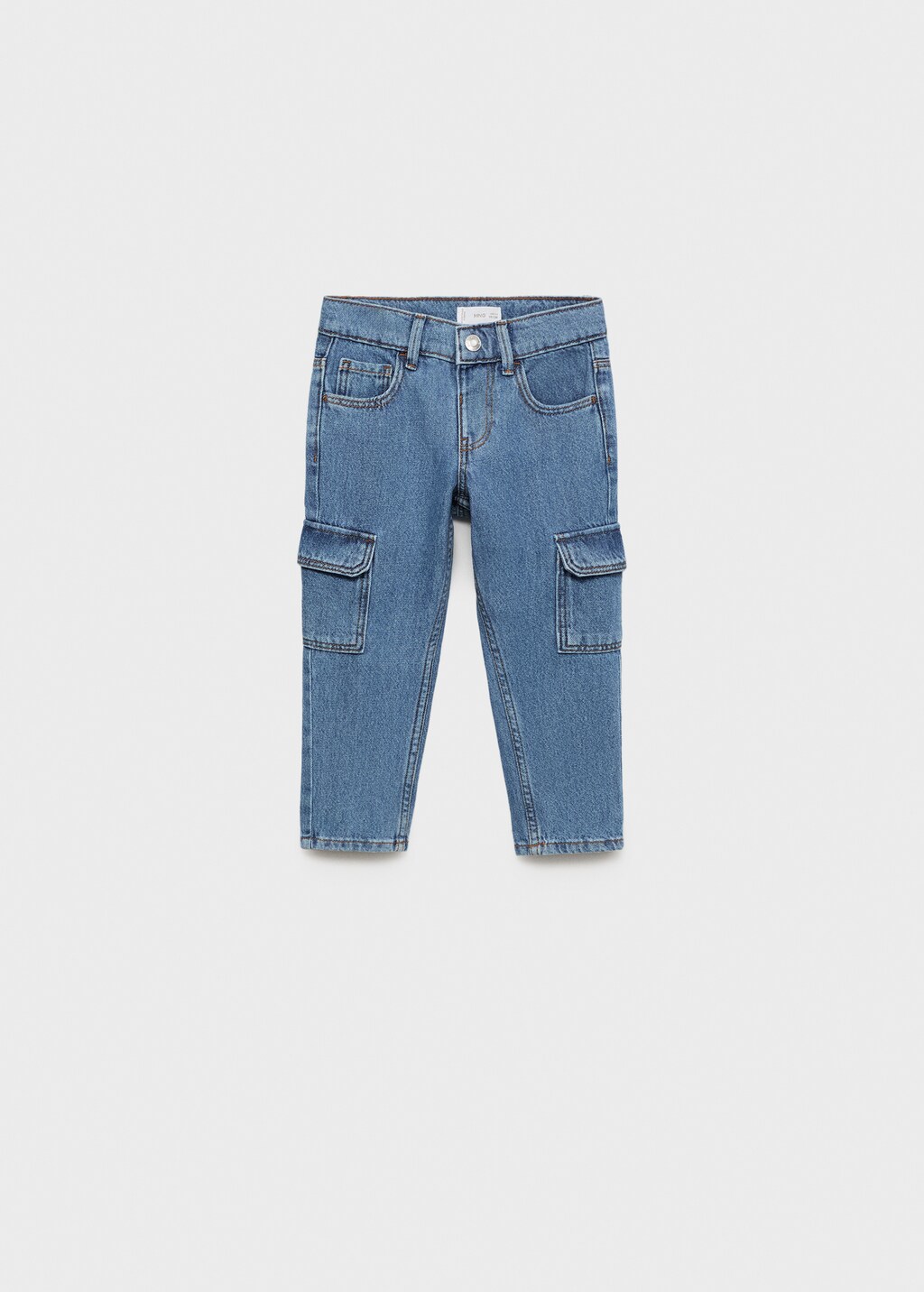 Cargo style straight jeans - Medium Blue