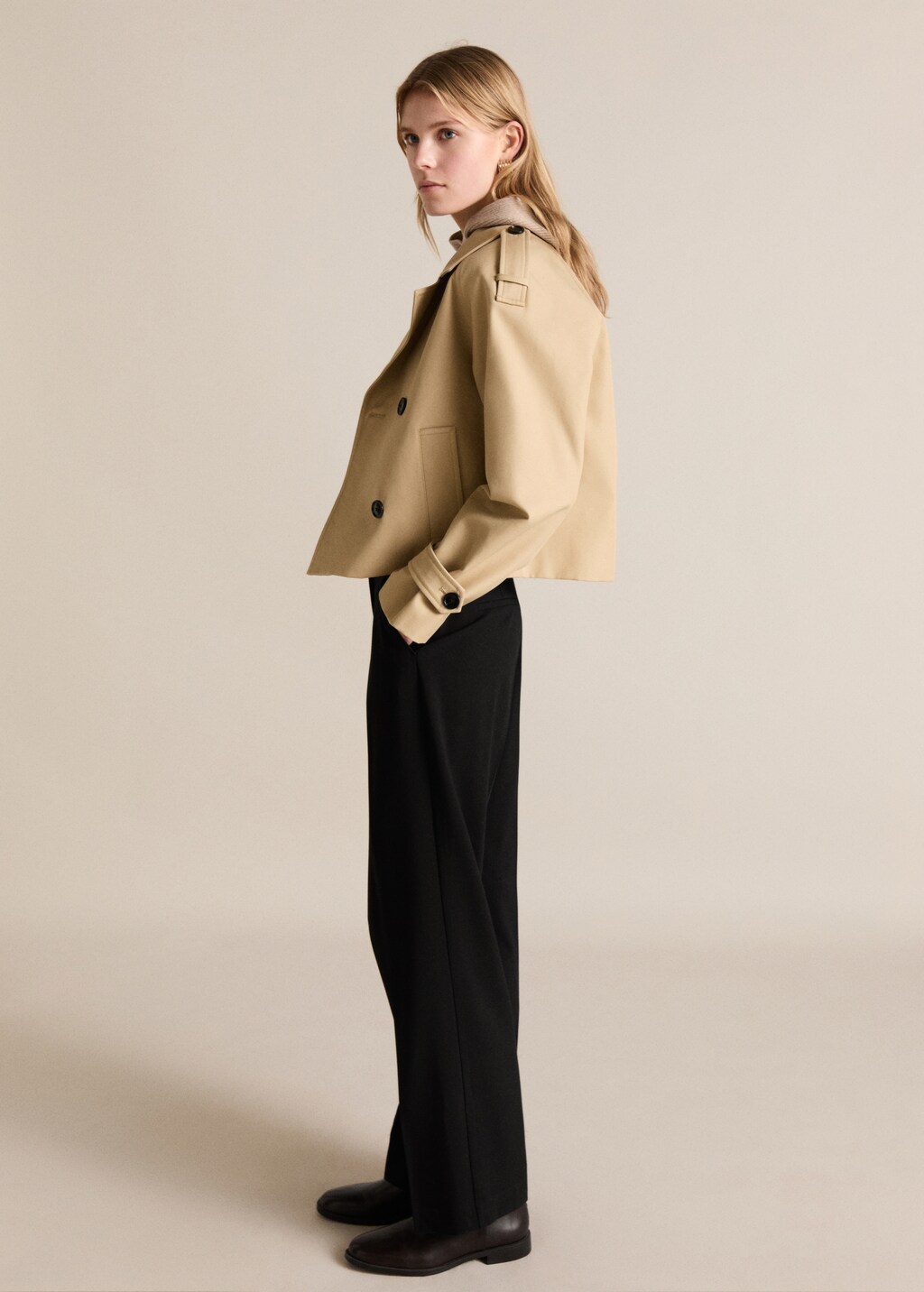 Straight mid-rise trousers - Grey