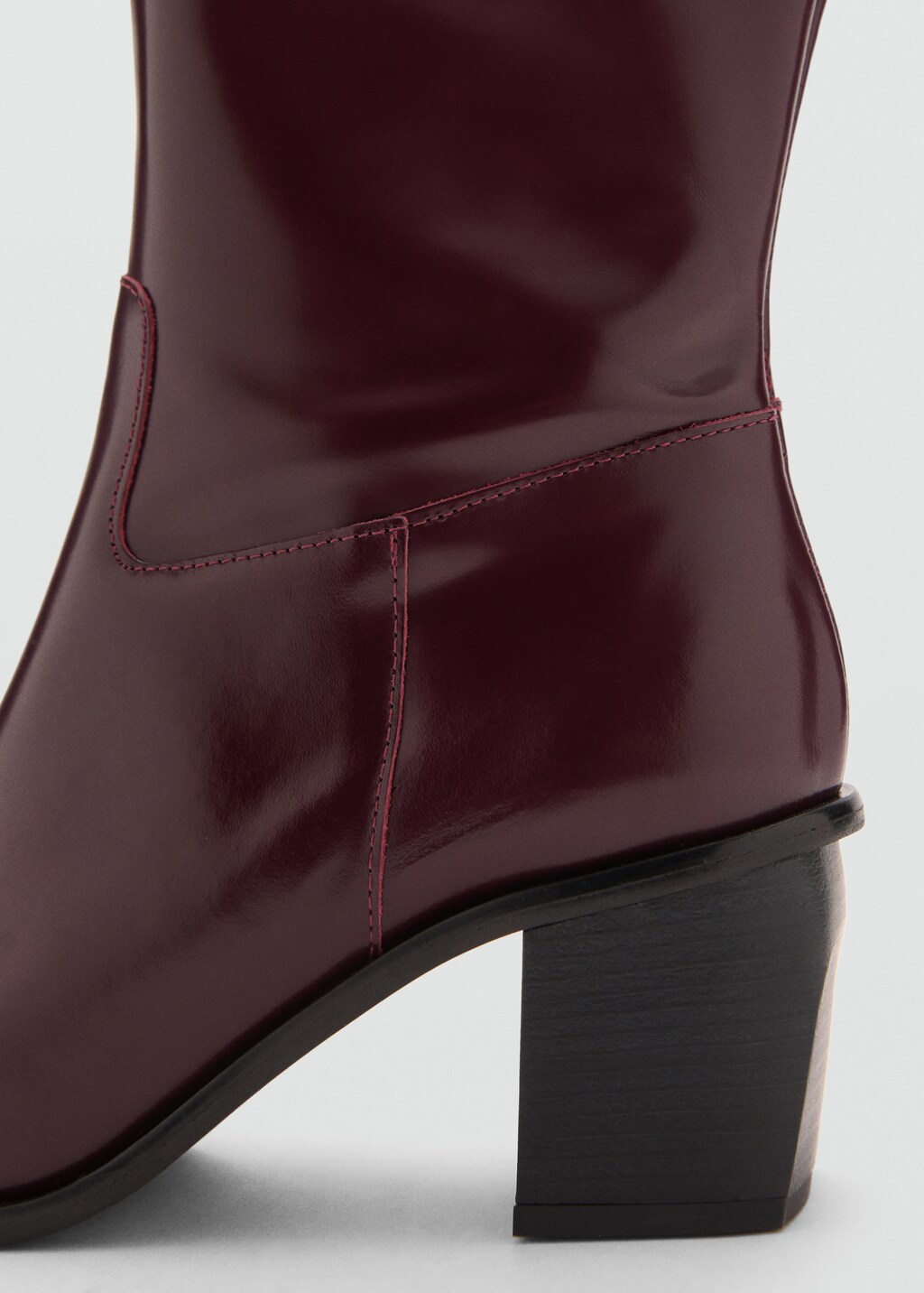 Leather boots with zip - Burgundy