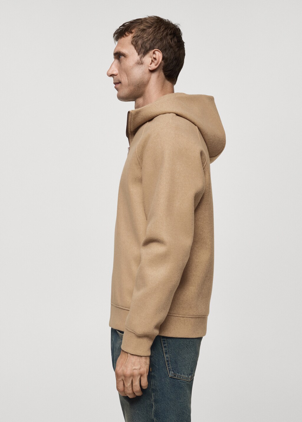 Hooded flannel sweatshirt - Beige