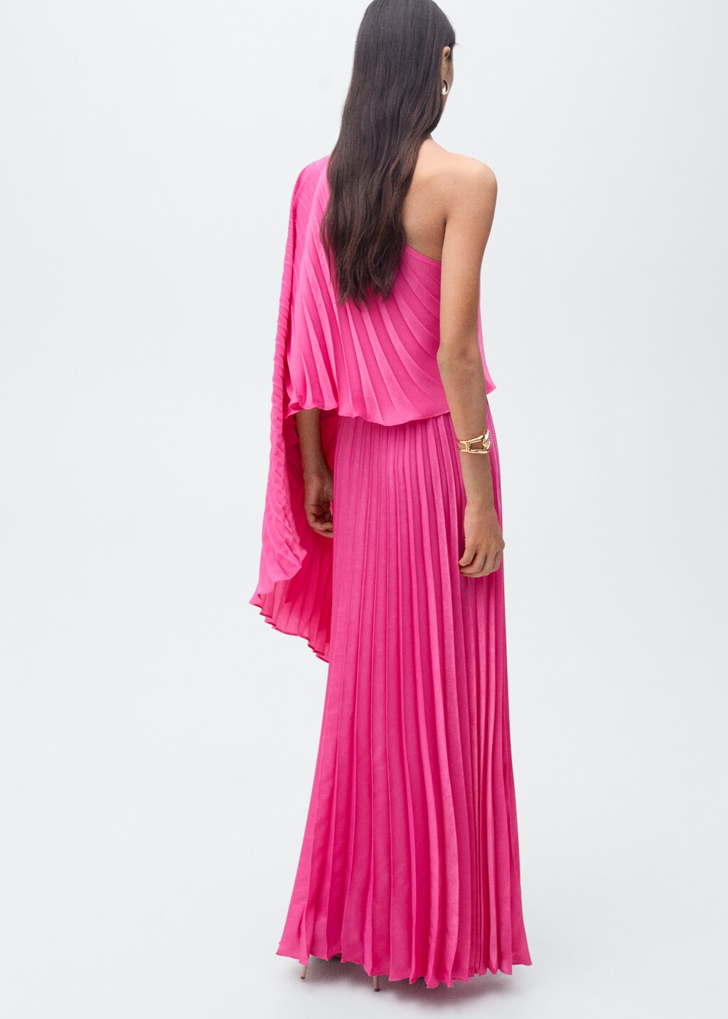 Long cape flared dress - Fuchsia