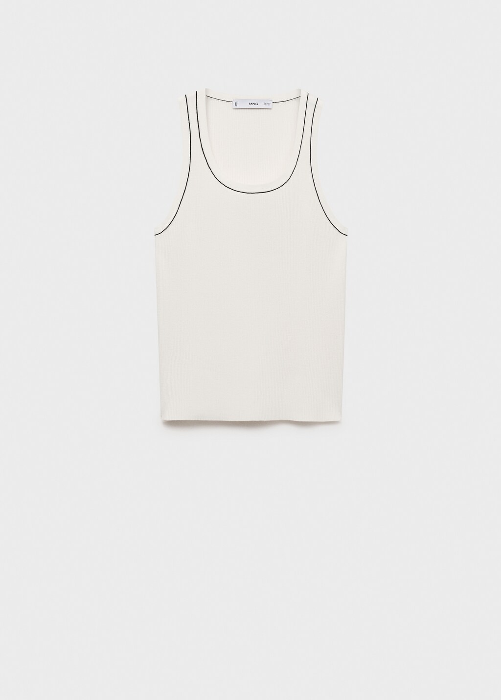 Ribbed top with contrasting trim - Khaki