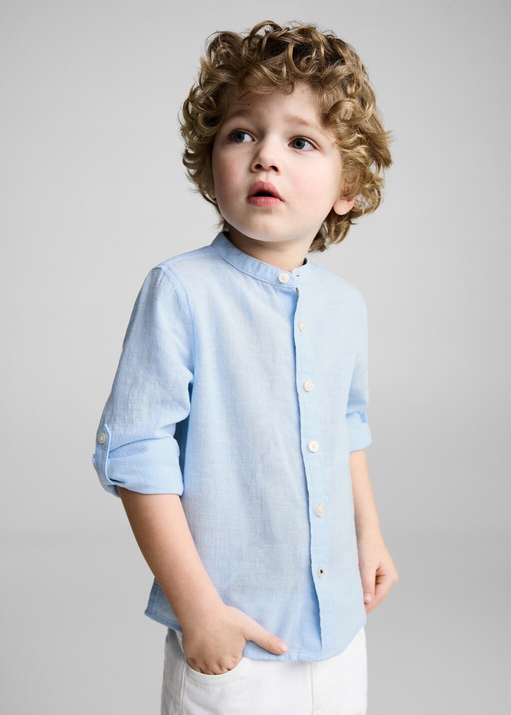 Slim-fit linen shirt - White