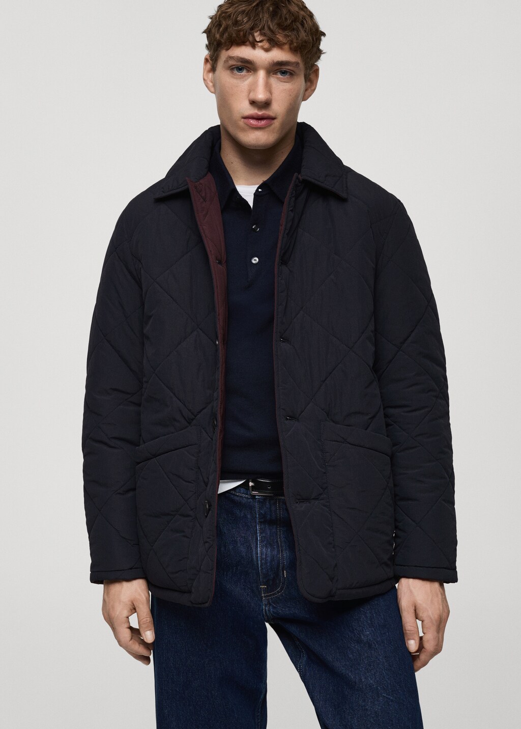 Two-tone reversible quilted jacket - Dark Navy