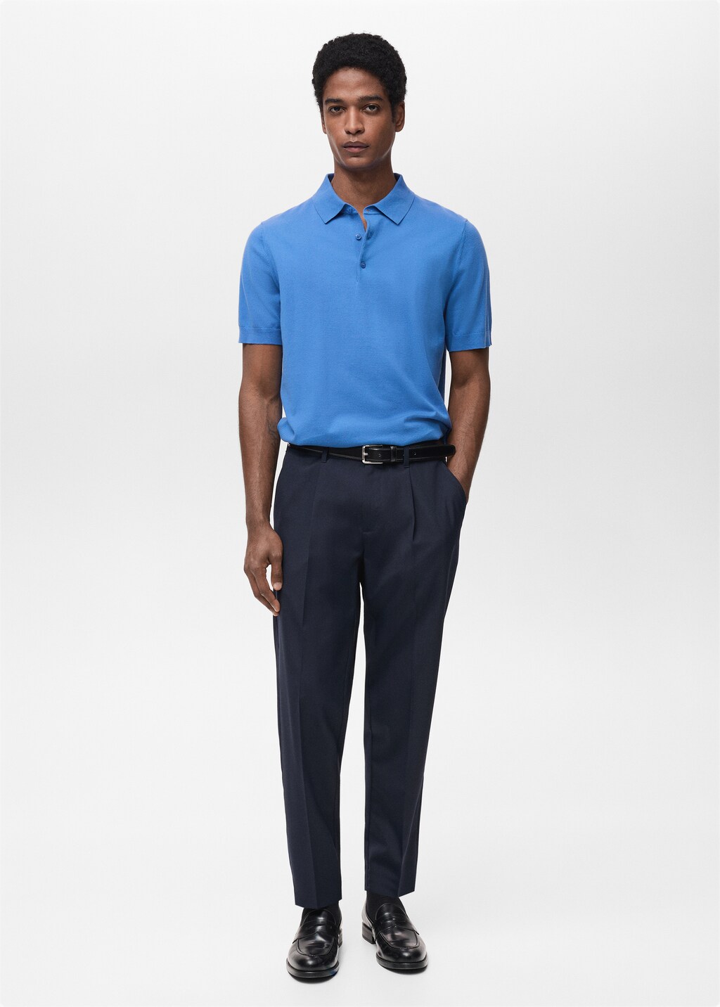 100% cotton fine-knit polo shirt - Medium Brown