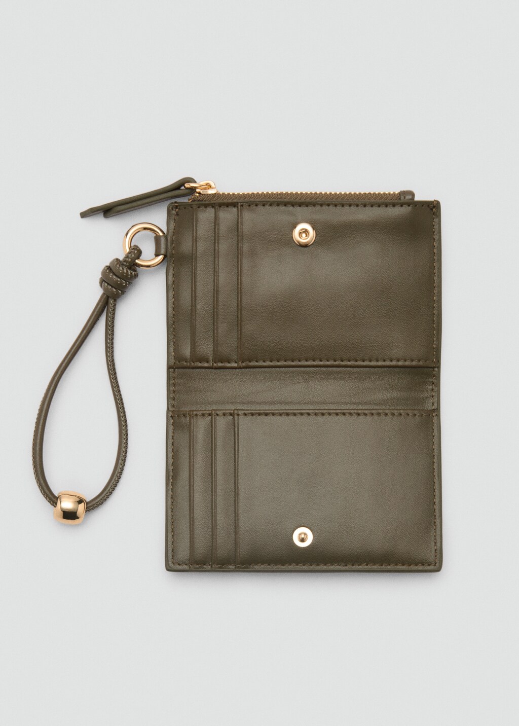 Leather-effect wallet with zip - Chocolate