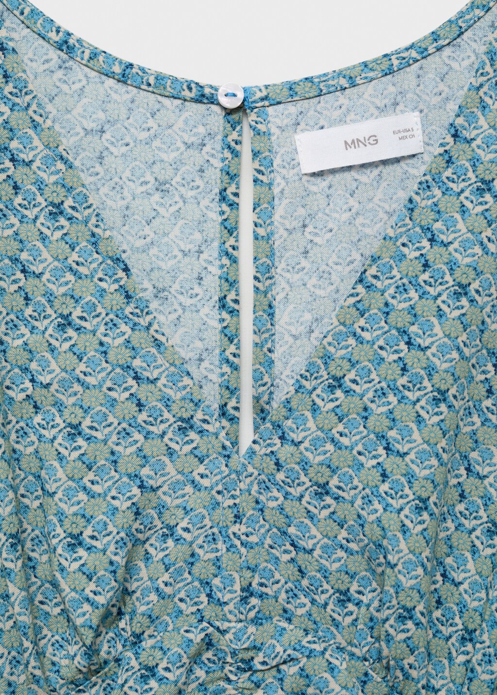 Printed dress with draped detail - Petrol Blue