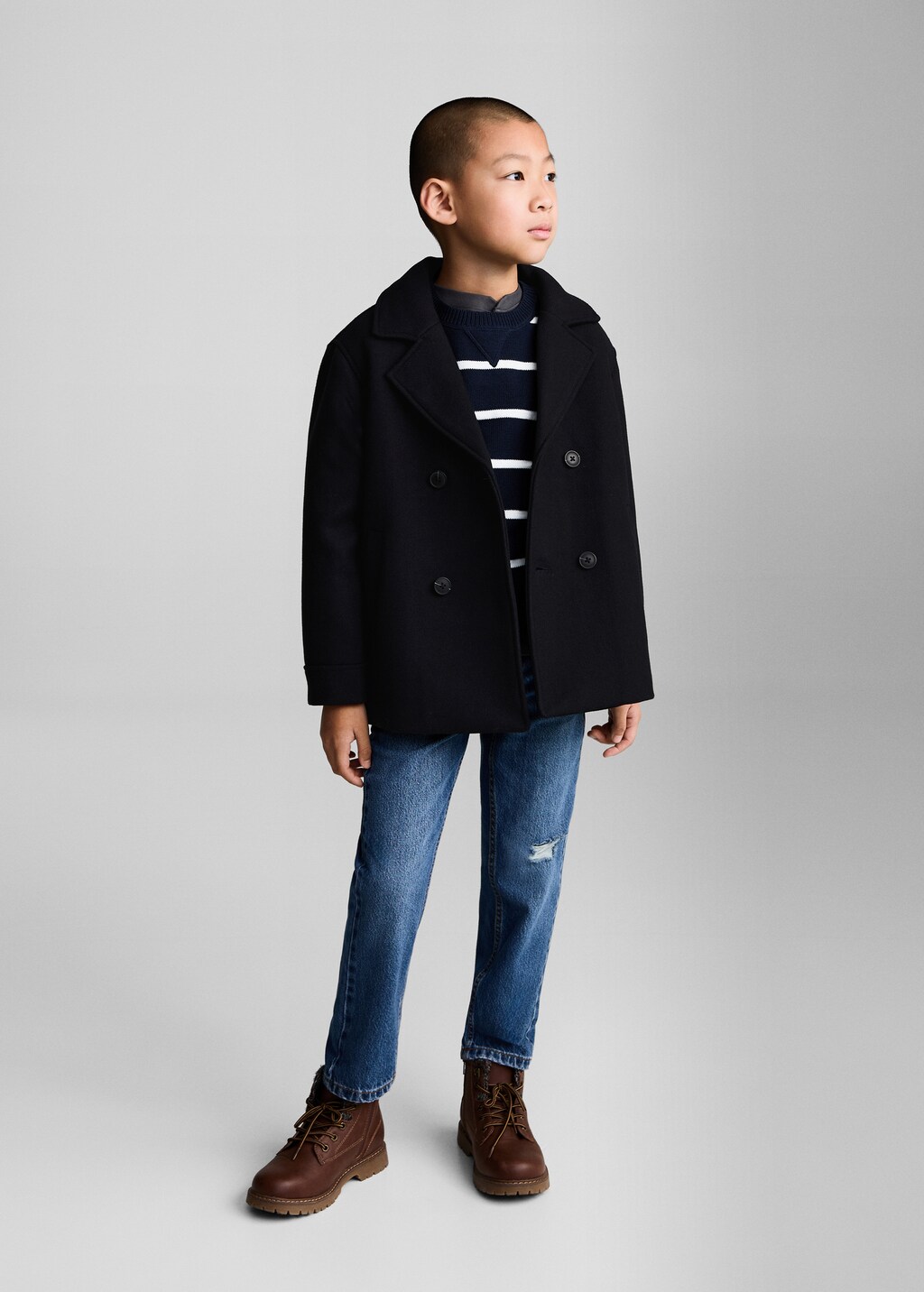 Buttoned wool coat - Dark Navy