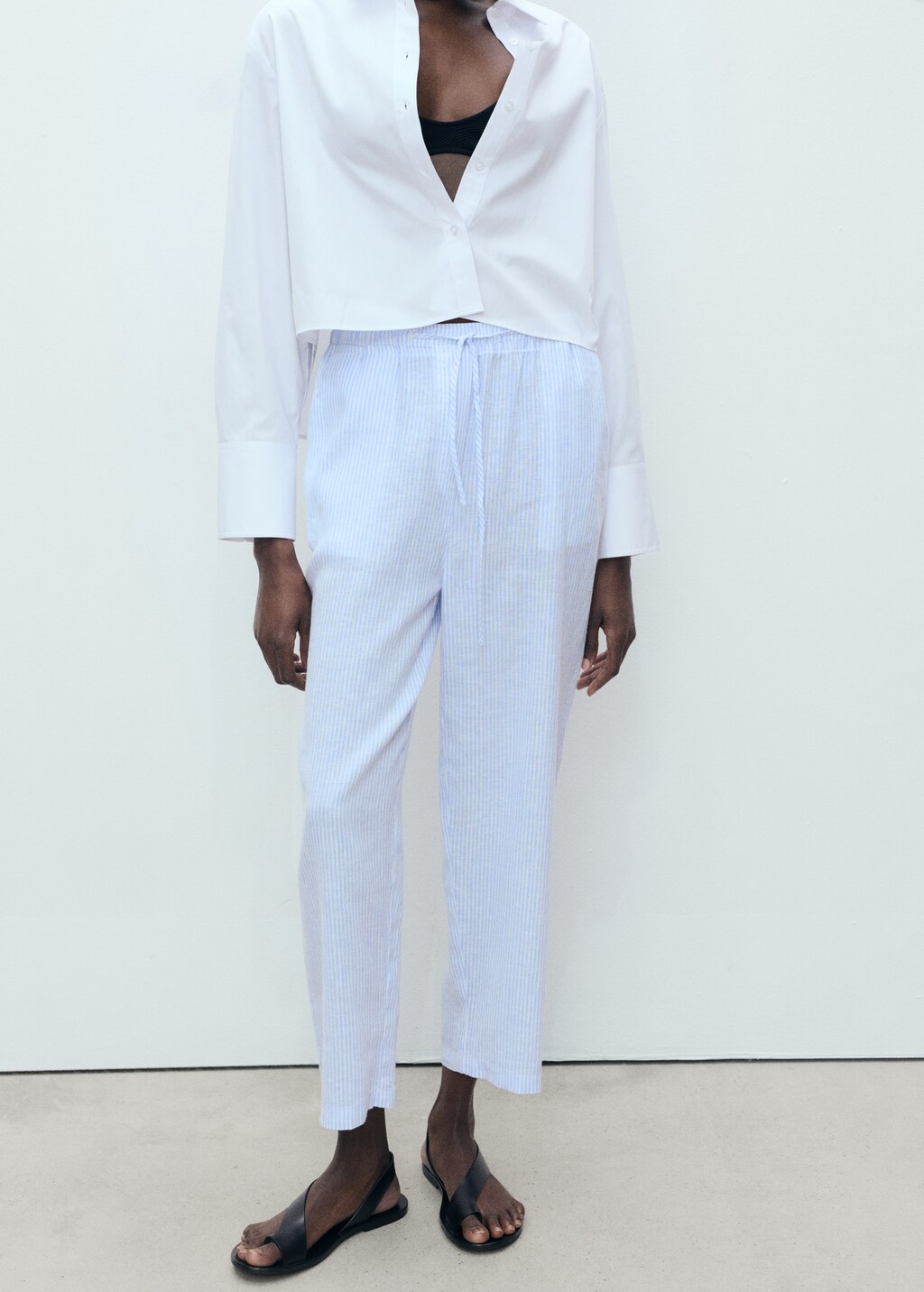 Trousers linen - Black