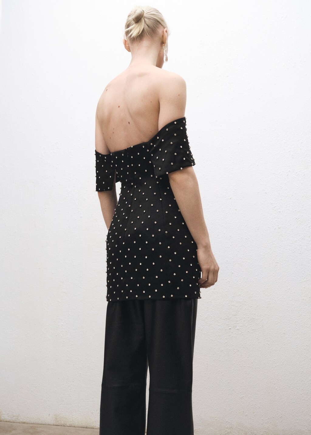 Strapless dress with shiny details - Black