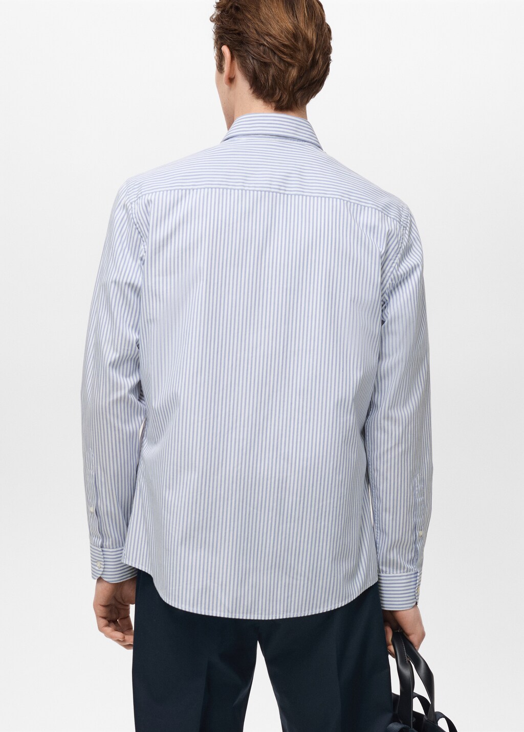Regular-fit striped 100% cotton shirt - White