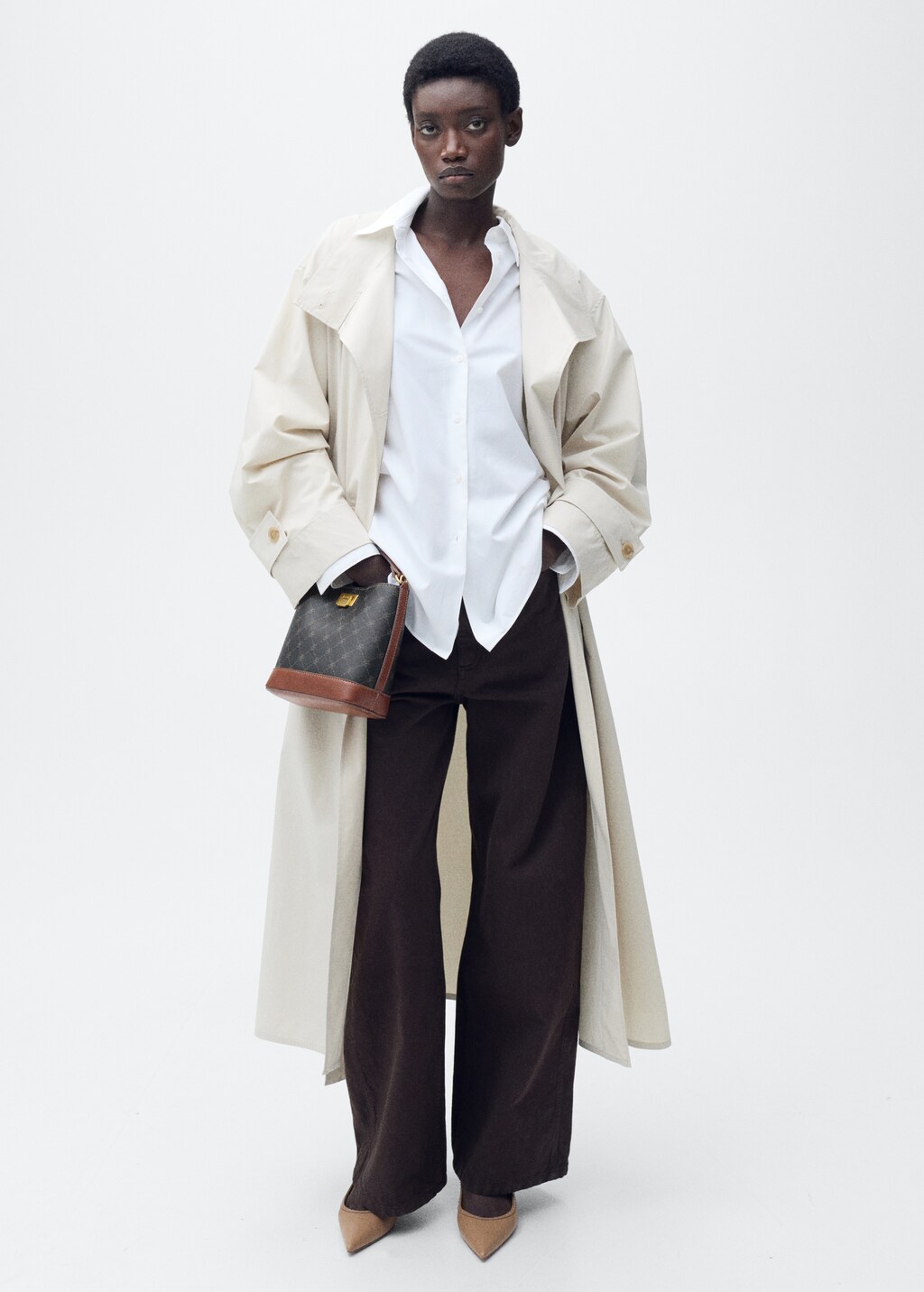 Mini shopper bag with printed logo - Brown