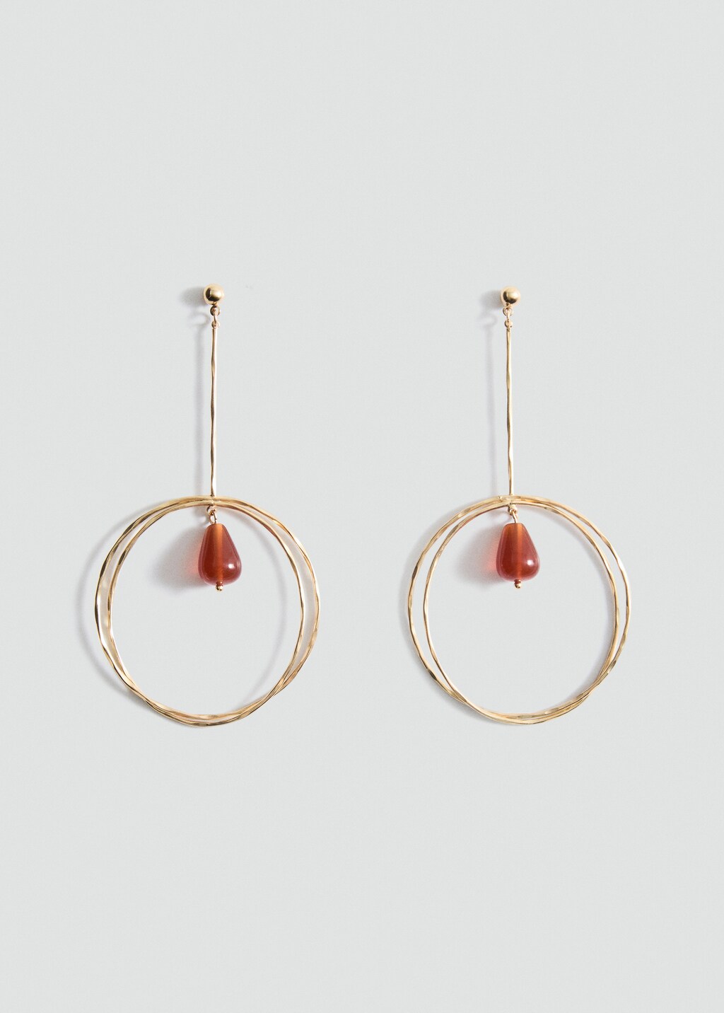 Hanging hoop earrings with ball detail - Gold