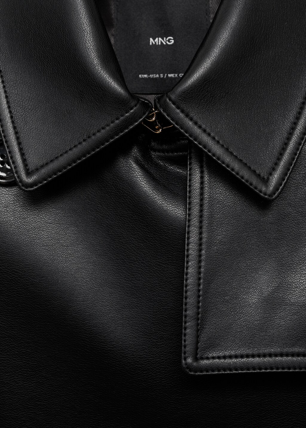 Leather-effect trench coat - Black