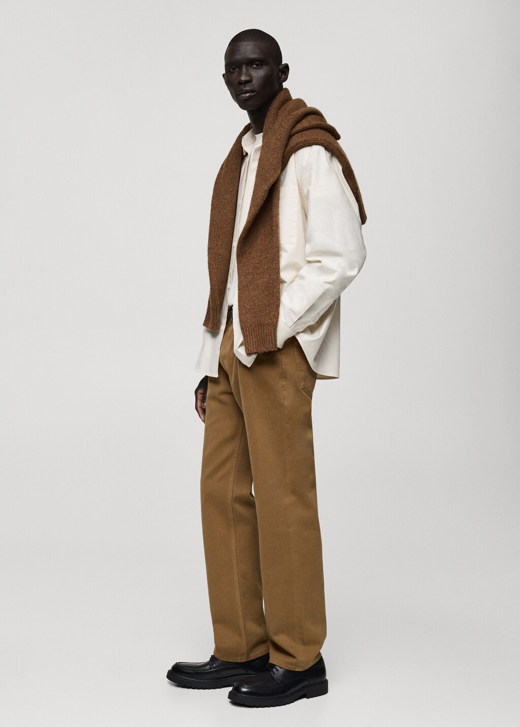 Straight fit cotton jeans - Medium Brown