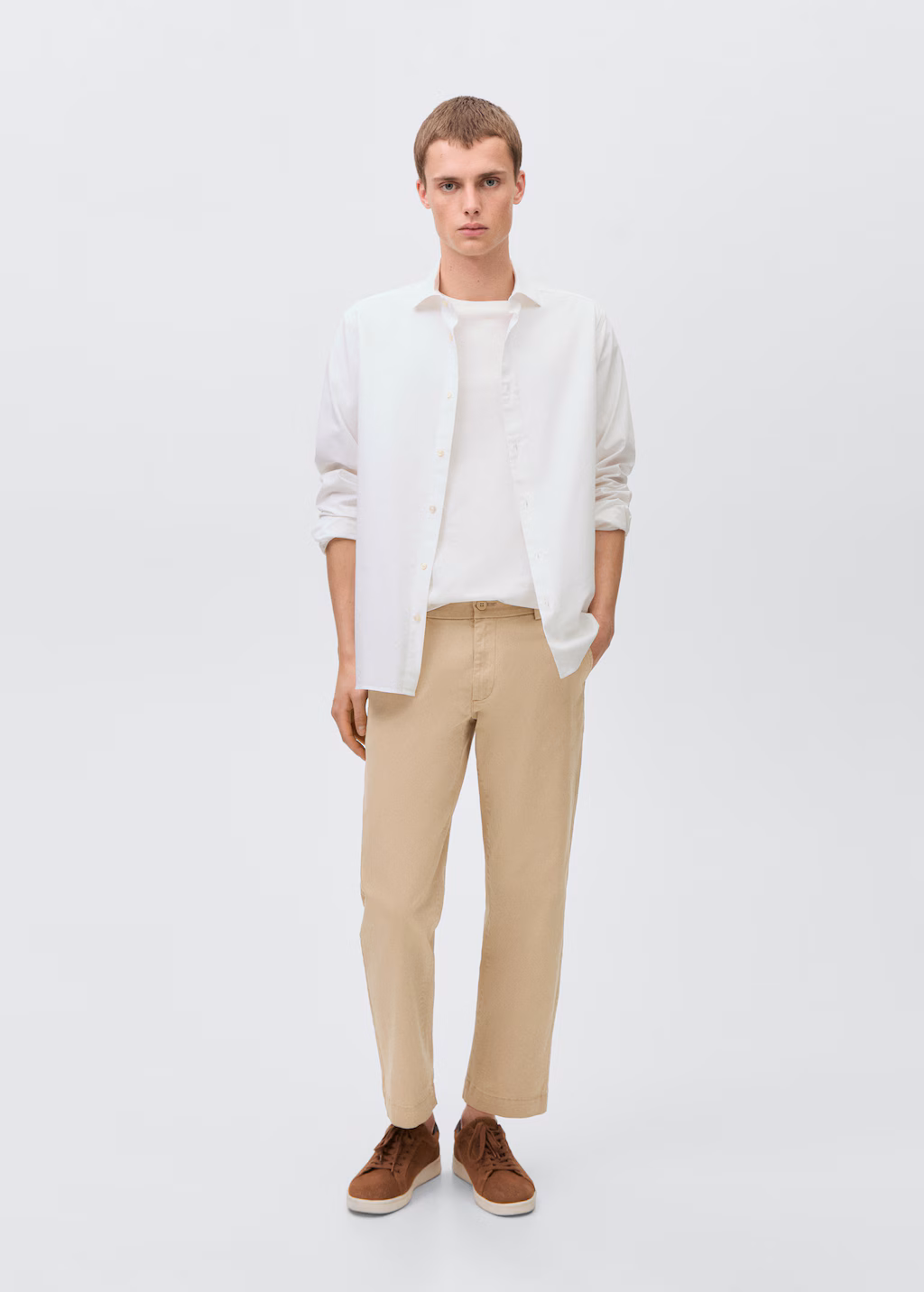 Straight-fit chino trousers - Sand