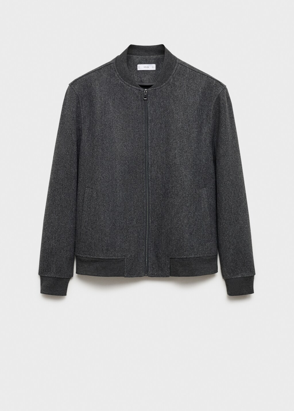 Regular-fit flannel bomber jacket - Dark Heather Grey