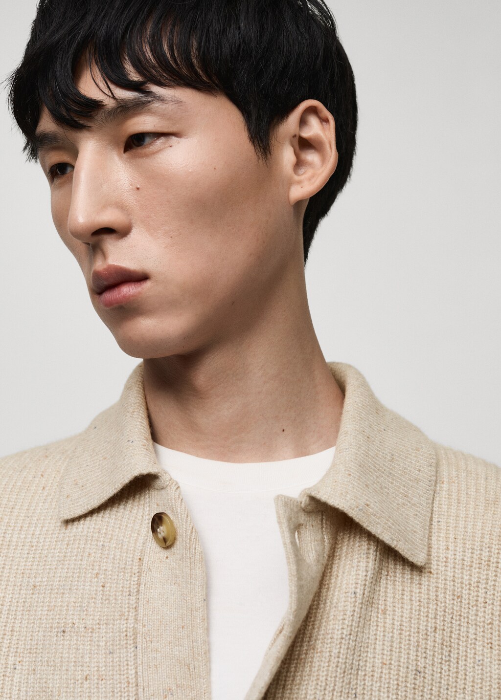 Ribbed knit cardigan - Light/Pastel Grey