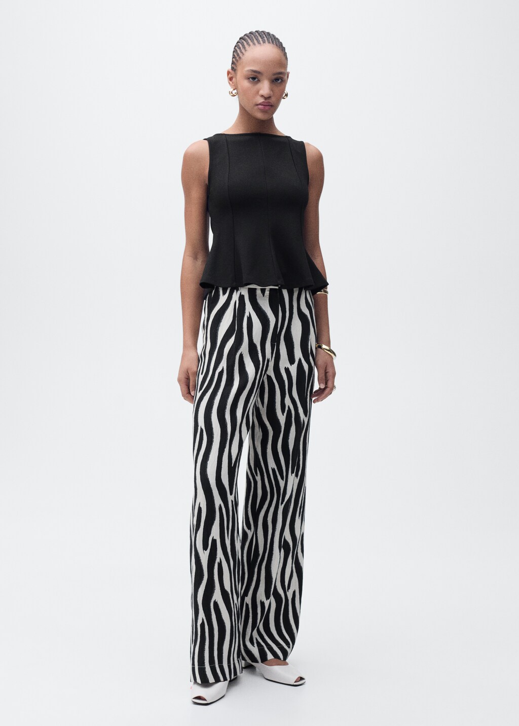 A-line boat-neck top - White