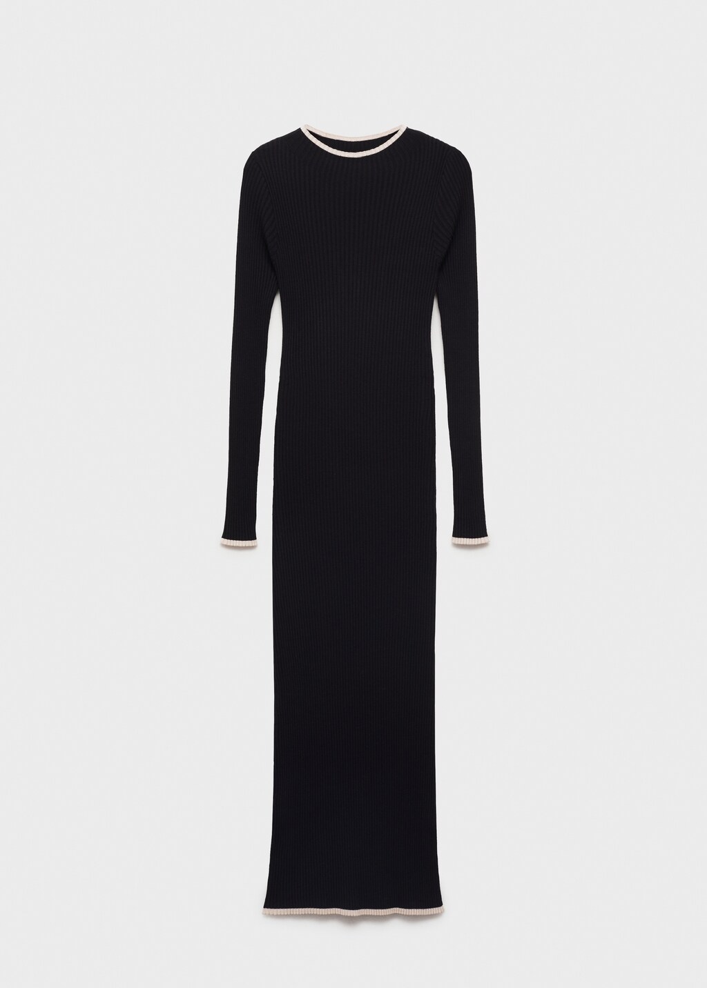 Contrast ribbed knit dress - Black